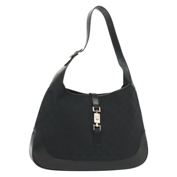 GUCCI GG Canvas Jackie Shoulder Bag Black Silver 001 3346 Auth 137999 - Picture 1 of 16